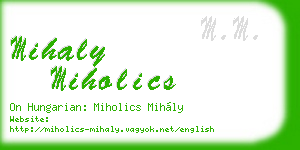 mihaly miholics business card
